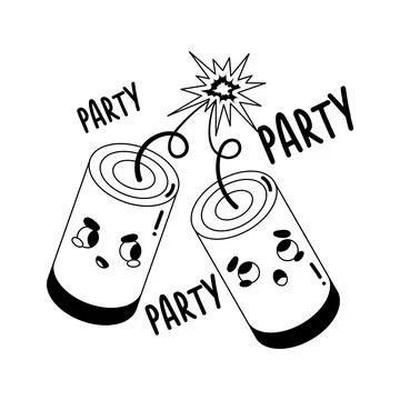 A visually engaging glyph sticker of festive party poppers, fire crackers Stockillustratie