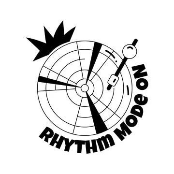 A visually engaging glyph sticker of rhythm vinyl record イラスト素材