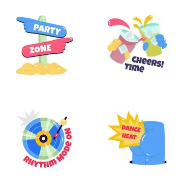 A visually engaging glyph sticker set of party and celebration, ready to use Illustrazione stock