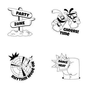 A visually engaging glyph sticker set of party and celebration, ready to use Illustrazione stock