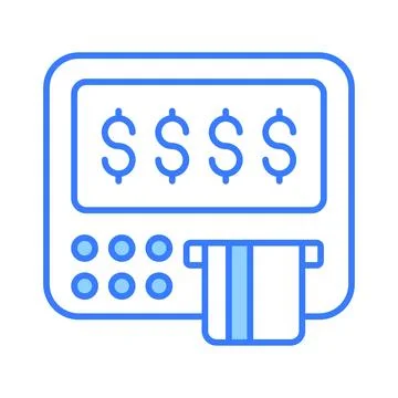 Visually engaging glyph sticker showing smart investing at a bank Stock Illustration