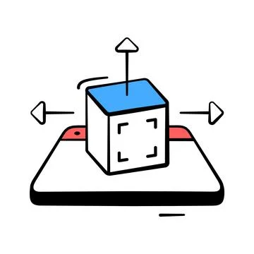 A visually engaging hand drawn icon of 3d cube structure Stock Illustration