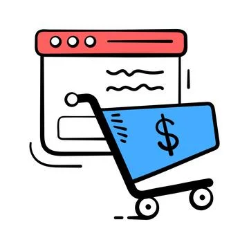 A visually engaging hand drawn icon of ecommerce shopping. Stock Illustration