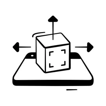 A visually engaging hand drawn icon of 3d cube structure Stock Illustration