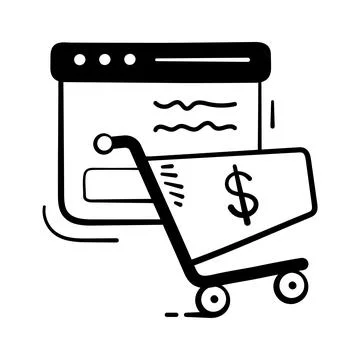A visually engaging hand drawn icon of ecommerce shopping. Stock Illustration