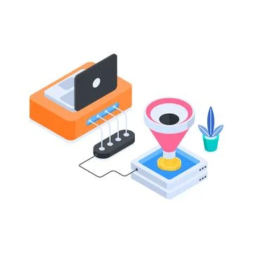 Visually engaging isometric illustration of live lecture for modern digital 스톡 일러스트