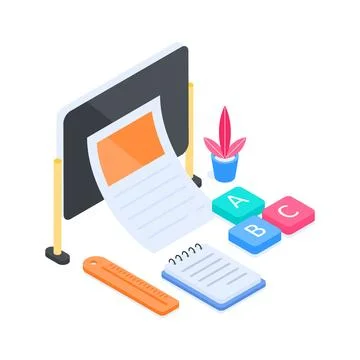 Visually engaging isometric illustration of live lecture for modern digital Stock Illustration