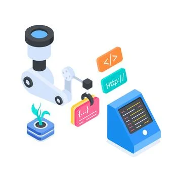Visually engaging isometric illustration representing waste recycling bin Stock Illustration