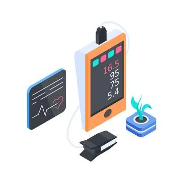 Visually engaging isometric illustration of virtual customer service Stock-Illustration
