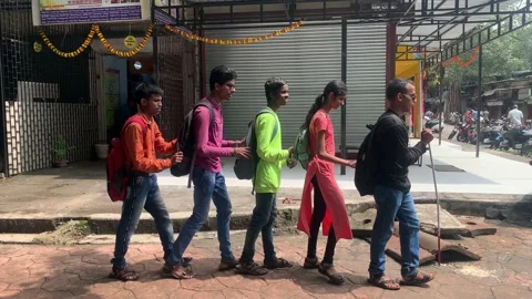 Visually Impaired Indian Students Stock Footage 233408977