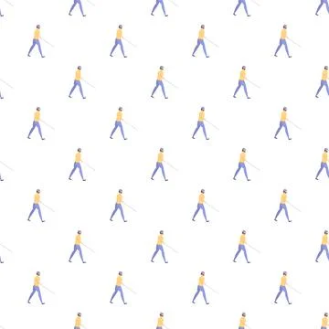Visually impaired person walking with guide cane pattern Illustrazione stock