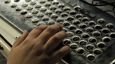 Visually Impaired Student Reading Tactile Keyboard by Touch, Inclusive Computing Stock Footage 105837965
