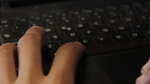 Visually Impaired Student Touching a Computer Keyboard during a Lesson in Class. Stock-Footage 218994764