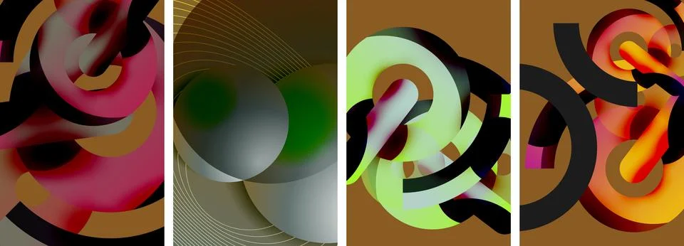 A visually striking collage of colorful objects in various shapes and patterns Stock Illustration