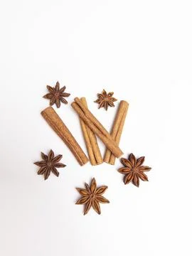 A visually striking composition featuring cinnamon sticks and star anise pods Stock Photos