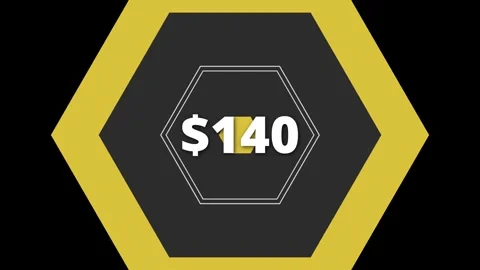 A visually striking graphic displays the price of $140 in a dynamic way Stock Footage 315696409