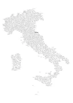 A visually striking poster displaying a meticulously labeled map of Rimini Stock Illustration