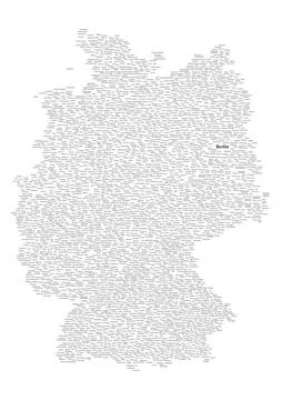 A visually striking poster displaying a meticulously labeled map of Berlin Stock Illustration