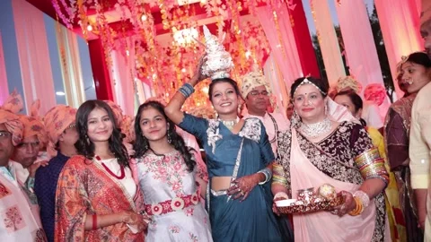 Visuals of an Indian Baraat or baarat welcoming ceremony Stock Footage 247350898