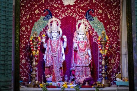 Visuals of Laxmi Narayan temple of India. Bhagwan Vishu and Sri Laxmi Stock Photos