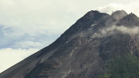 Visuals of Mount Merapi in Indonesia in the morning Stock Footage