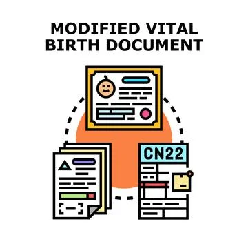 Vital birth document modification process icon concept Ilustración de archivo