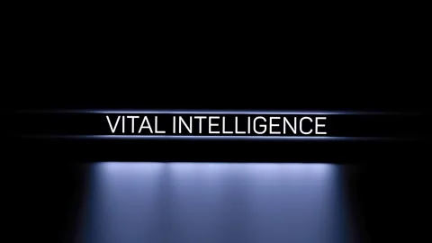 VITAL INTELLIGENCE text, concept, neon lettering, animation. 3D render Video stock 312068759