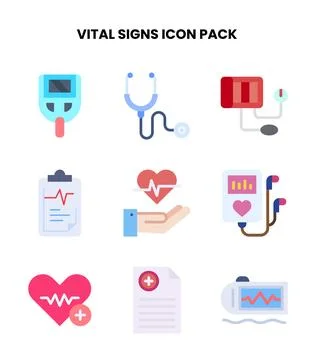 Vital Signs Flat Vector Icons Pack 库存插图