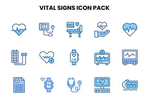 Vital Signs Two Colour Bundle Icons Pack 스톡 일러스트