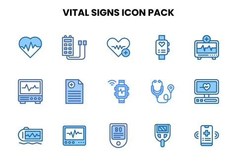 Vital Signs Two Colour Bundle Icons Pack Stock Illustration