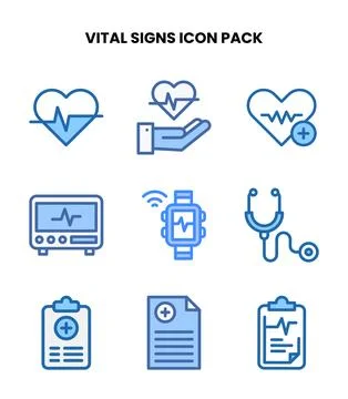Vital Signs Two Colour Design Icons Pack Stock Illustration