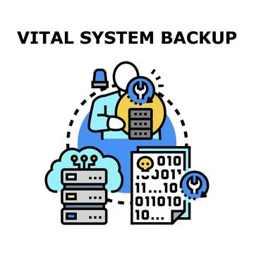 Vital system backup and data recovery concept Illustrazione stock