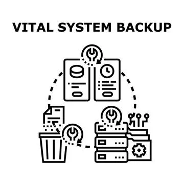 Vital system backup and restore process illustration Illustrazione stock