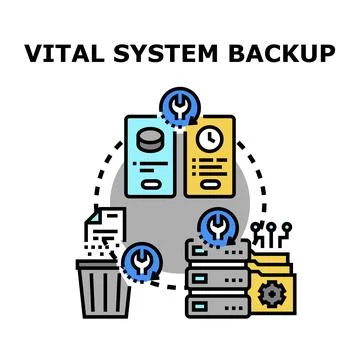 Vital system backup and restore process illustration Stock Illustration
