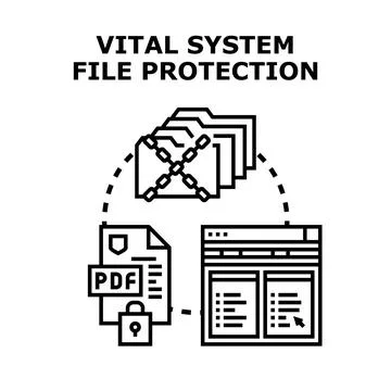 Vital system file protection concept securing digital assets Stock Illustration