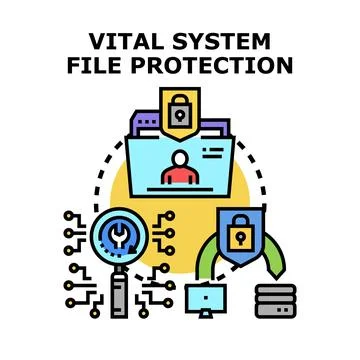 Vital system file protection cybersecurity data concept Stock Illustration
