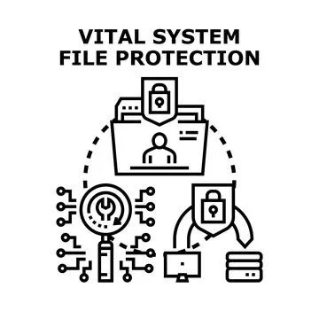 Vital system file protection cybersecurity data concept Stock Illustration