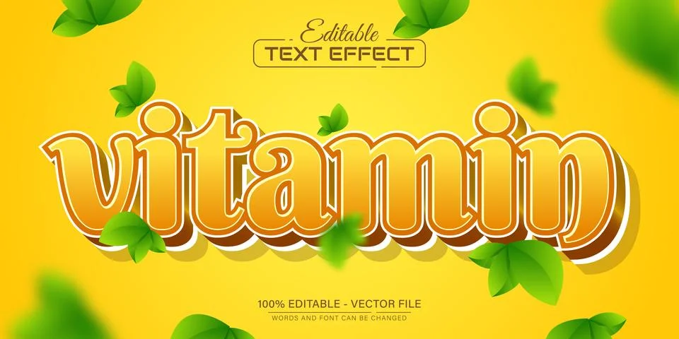 Vitamin 3d style text effect Stock Illustration
