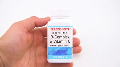 Vitamin B B6 B12 complex with vitamin C dietary supplement by Trader Joe's Stock Footage 227169086