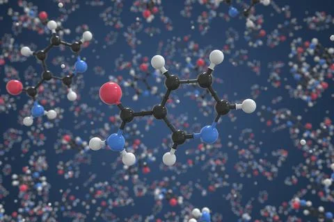 Vitamin b molecule made with balls, conceptual molecular model. Chemical 3d Stock Illustration