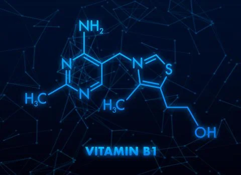 Vitamin B1 thiamine molecular structure chemical formula concept Ilustração Stock