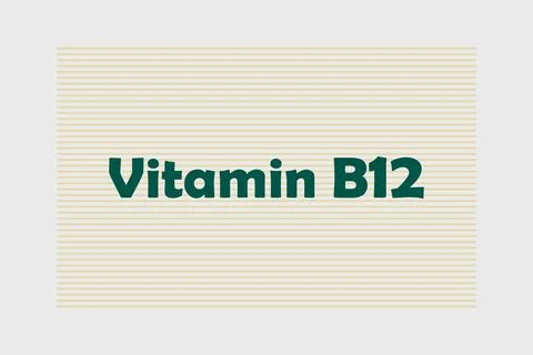 Vitamin B12 typography text vector design.  Healthcare conceptual vector design Illustrazione stock