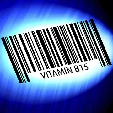 Vitamin B15, barcode with blue Background Stock Illustration