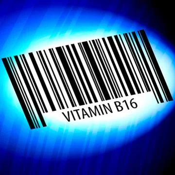 Vitamin B16 - barcode with blue Background Stock Illustration
