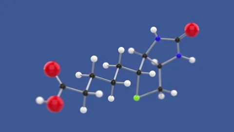 Vitamin B7 Biotin 3D molecule structure animation Stock Footage 264174235