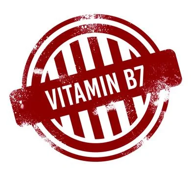 Vitamin B7, red grunge button, stamp Illustrazione stock
