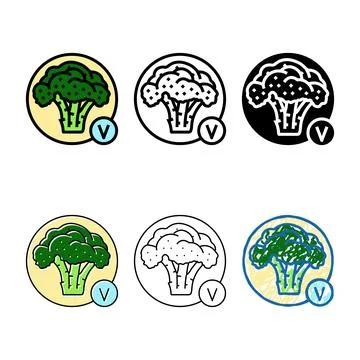 Vitamin broccoli color icon vector variations Stock Illustration