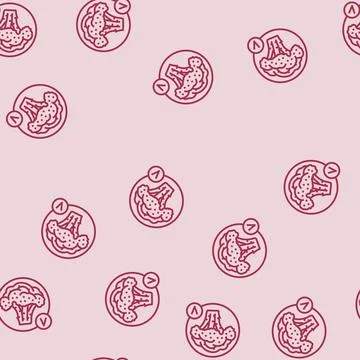 Vitamin broccoli line seamless pattern Stock Illustration