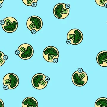 Vitamin broccoli vector seamless pattern Stock Illustration