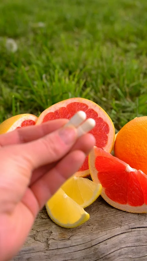 Vitamin c and citrus. Selective focus. Stock Footage 313387873